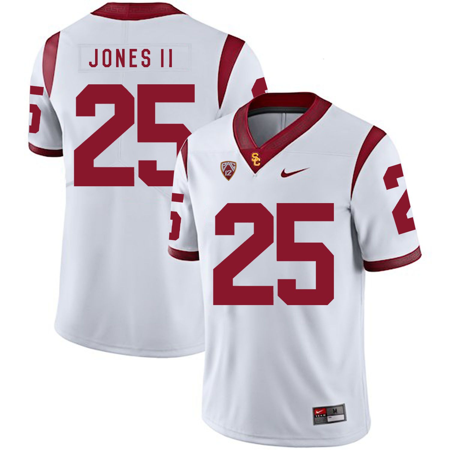Men USC Trojans #25 Jones ii White Customized NCAA Jerseys->customized ncaa jersey->Custom Jersey